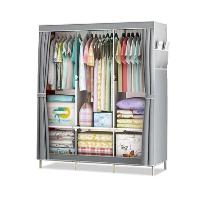 Large Easy Assemble Wardrobe With Cover Clothes Storage Rack Dustproof Hanger