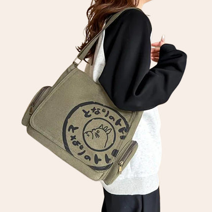 Canvas Shoulder Messenger Bag Large Capacity Travel Laptop Crossbody Bag