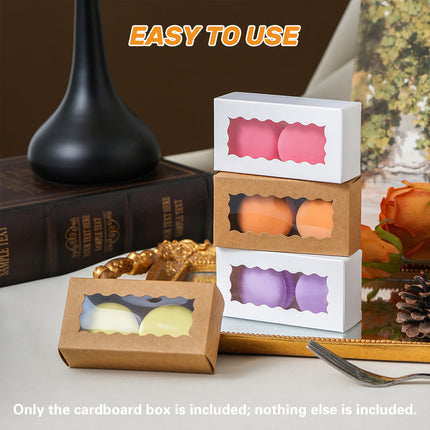 50PCS Kraft Paper Gift Box with Clear Window 10.5x3.5x5.5cm Khaki/White Sturdy