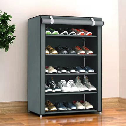 5-Tier Simple Dustproof Shoe Rack Cabinet Space-Saving Easy Assembly Sturdy