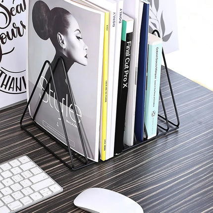 Book Storage Rack Desktop Bookshelf Records Holder Magazines Stand Space Saving