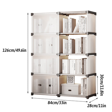 5 Tier Double Row Bookshelf Storage Rack with Doors Dustproof for Home Office