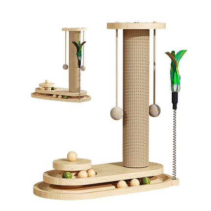 Cat Scratching Post Oval Turntable Cat Toy Scratcher Board Interactive Furniture