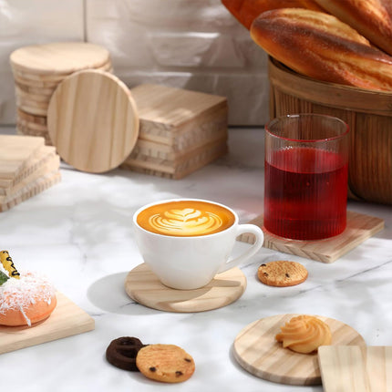 42PCS Wooden Tabletop Coaster Set Heat Insulation Bowl Mat Coffee Cup Holder