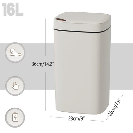 Smart Garbage Can 16L Induction Trash Bin with Lid Large Capacity for Kitchen