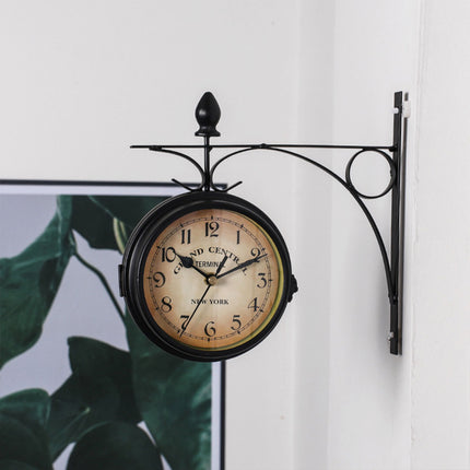 Vintage Outdoor Bracket Clock Garden Station Wall Clock Double Sided Clock