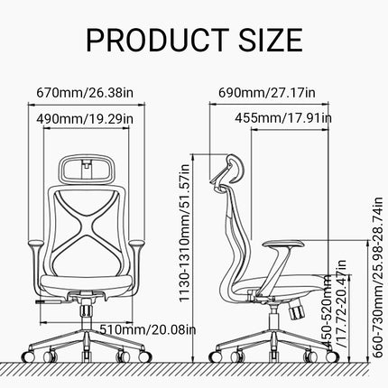 Ergonomic Office Chair S-Shaped Comfort High Elastic Foam Breathable Adjustable