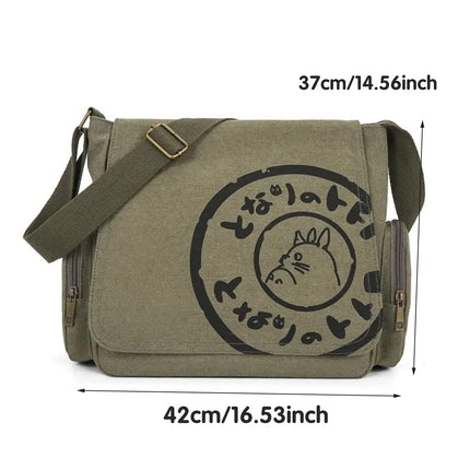 Canvas Shoulder Messenger Bag Large Capacity Travel Laptop Crossbody Bag