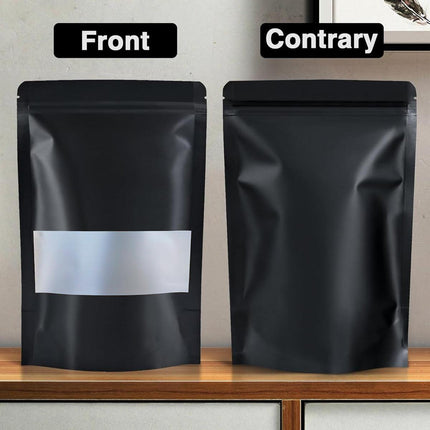 50pcs Black Food Storage Window Self Sealing Bags Plastic Packaging Pouches