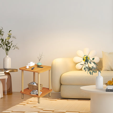 2 Tiers Night Stand Bedside Table Space Saving Durable for Bedroom Living Room