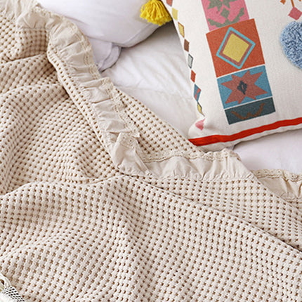 Waffle Sofa Blanket Thin Lightweight Throw Soft Cover Couch Bed Living Room Use
