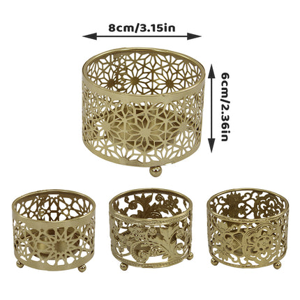 4PCS Hollow Candle Tray Iron Cutout Romantic for Home Wedding Party Decor Use