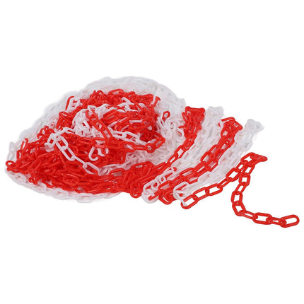 Plastic Warning Barrier Chain 25m Red White - Temporary Construction Use