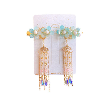 2Pcs Hanfu Flower Hair Clip Pearl Tassel Butterfly Hairpin Female/Children Party - Aimall