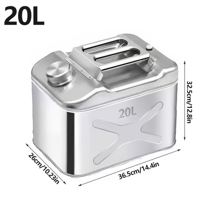 Stainless Steel Fuel Oil Drum Tank Silver 20L Diesel Gasoline Storage Container