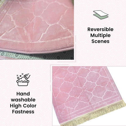 Prayer Mat Islamic Muslim Ramadan Non-slip Flannel Worship Paded Carpet Soft Rug