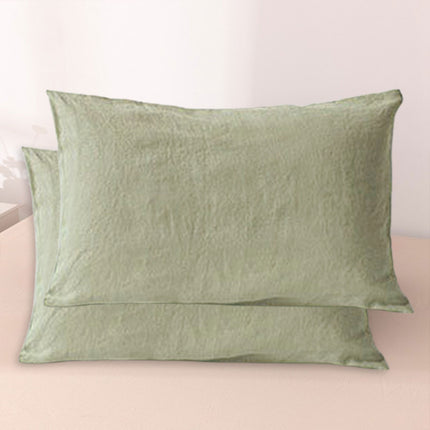Pair of Linen Pillowcases Solid Color Envelope Style Bedding Pillow Cover Set