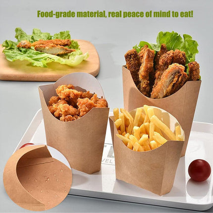 100pcs Kraft Paper Popcorn Box Folding Baking Box Party Snack Treat Container