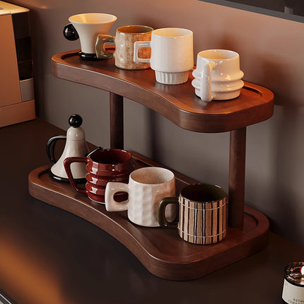 2 Tier Cup Holder Storage Rack Countertop for Kitchen Mugs Teacups Organizer