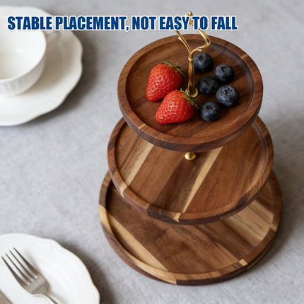Wooden Cake Stand Rustic European Style Tiered Dessert Tray Server For Party