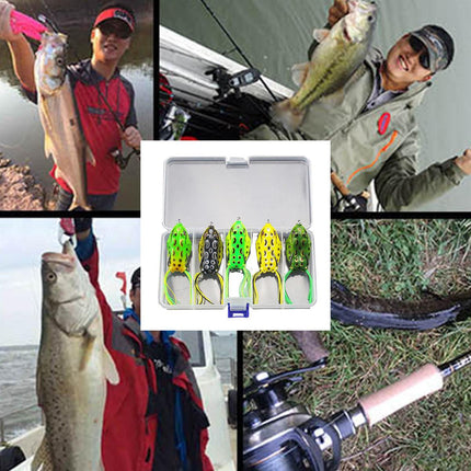 5pcs Soft Frog Lure Set Fishing Bait Frog Fake Lures for Bass Fishing Tackle