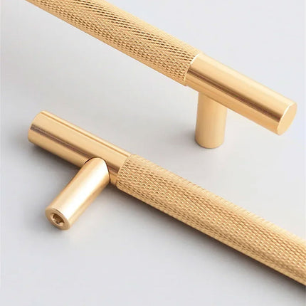 Light Luxury Cabinet Handle Full Copper Gold Straight Knurled Drawer Door Pull