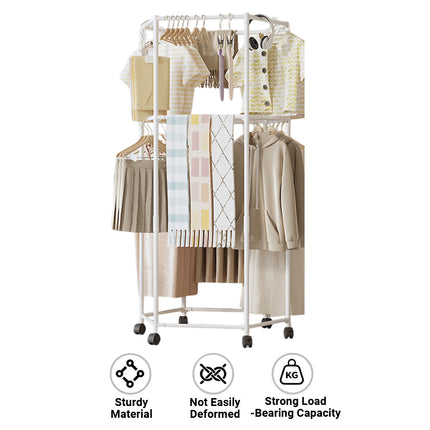 Floor-Standing Rotating Clothes Rack with Wheels Mobile Thickness Steel Pipe