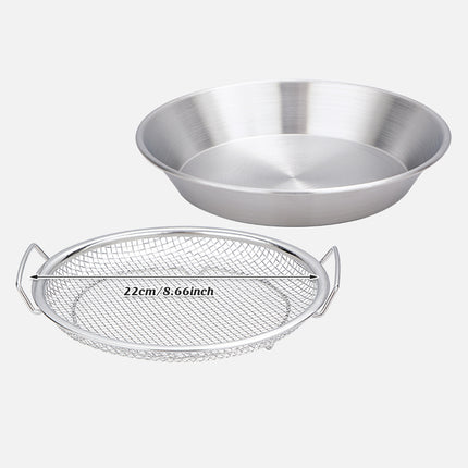 Stainless Steel Frying Skimmer Oil Drain Mesh Rack with Tray 22cm Heat Resistant