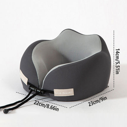 Travel Neck Pillow Memory Foam U Shape Grey Cushion for Airplane Train Support