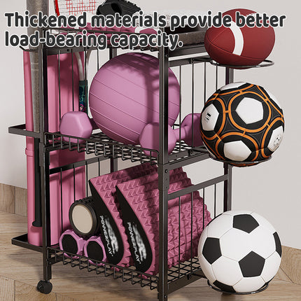 Multi Function Sports Equipment Storage Rack Ball Badminton Racket Yoga Mat