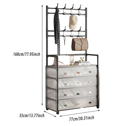 5-Layer Hall Tree with Metal Coat Rack Shoe Rack Entryway Storage Organizer Home