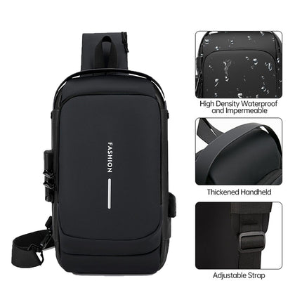 Multi-functional Combination Lock Chest Bag with USB Charging Port