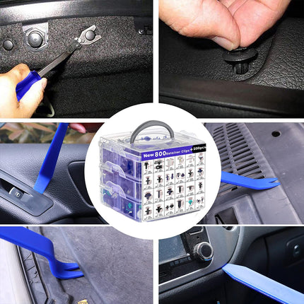 1000PCS Car Buckle Set Boxed Assorted Sizes for Fender Bumper Door Panel Repair