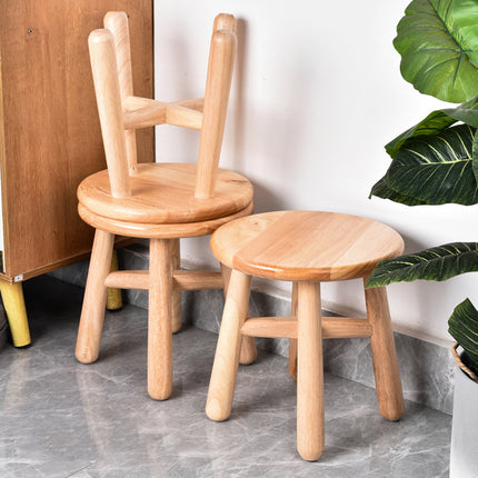 Wooden Round Stool Shoe Changing Low Stool Sturdy Compact for Entryway Home Use