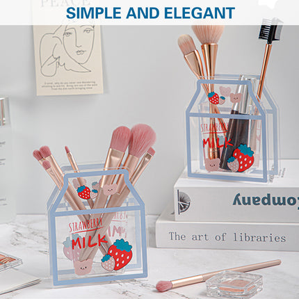 Acrylic Cartoon Pen Holder Cute Desk Organizer for Pens Pencils Stationery
