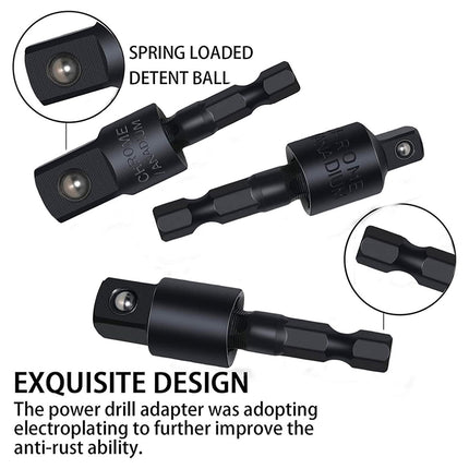 3PCS Universal Adapter Hexagon Shank to Square Head Connecting Rod for Tools