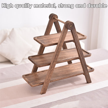 3 Layer Wooden Tray Display Rack Dinner Plate Holder Stand Storage Shelf for Home