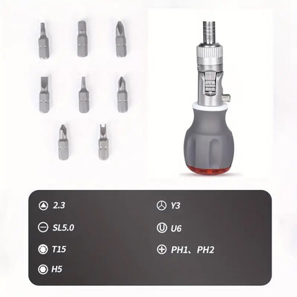 8 in 1 Multi Function Ratchet Screwdriver Durable Chrome Vanadium Steel Repair