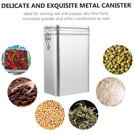Tea Storage Canister Airtight Coffee Beans Container Iron Food Sealed Jar