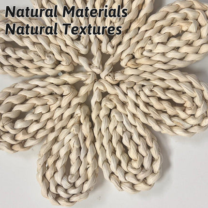 Boho Wall Decor Set 7PCS Handwoven Natural Rattan Cotton Living Room Porch