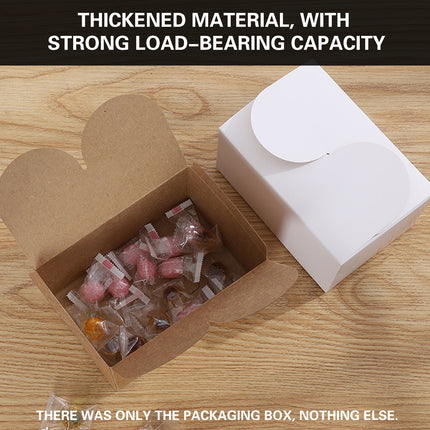 50PCS Foldable Gift Paper Boxes 15x10x8.5cm Khaki White for Party Wedding Use