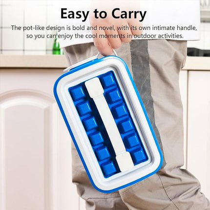 Silicone Ice Cube Tray Box Folding Square Ice Lattice Mold Container For Freezer