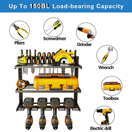 Wall Mounted Electric Drill Tool Rack Garage Screwdriver Storage Organizer