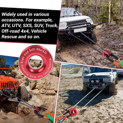Heavy Duty 41000lbs Recovery Ring Winch Rope Snatch Tow Off-Road Accessory
