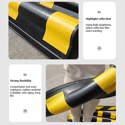 2PCS Parking Lot Corner Protector Heavy Duty Rubber Highlight Reflection Durable