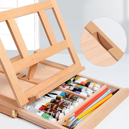 Desktop Solid Wood Easel With Drawers Adjustable Wood Desk Table Easel for Draw