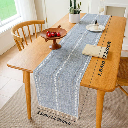 Solid Colour Woven Hollow Fringe Table Runner Home Dining Tablecloth Decoration