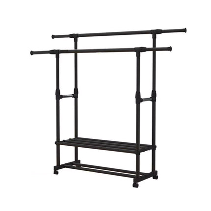 Industrial Pipe Metal Clothes Rail Heavy Duty Garment Hanging Rack Shoe Shelives