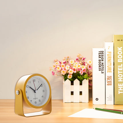 Flip Silent Desktop Small Alarm Clock with Night Light Battery-Powered Durable