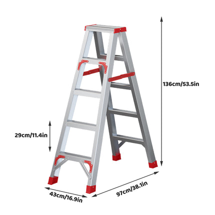 Aluminum 5 Step Folding Ladder Lightweight Stable Frame for Home Garage